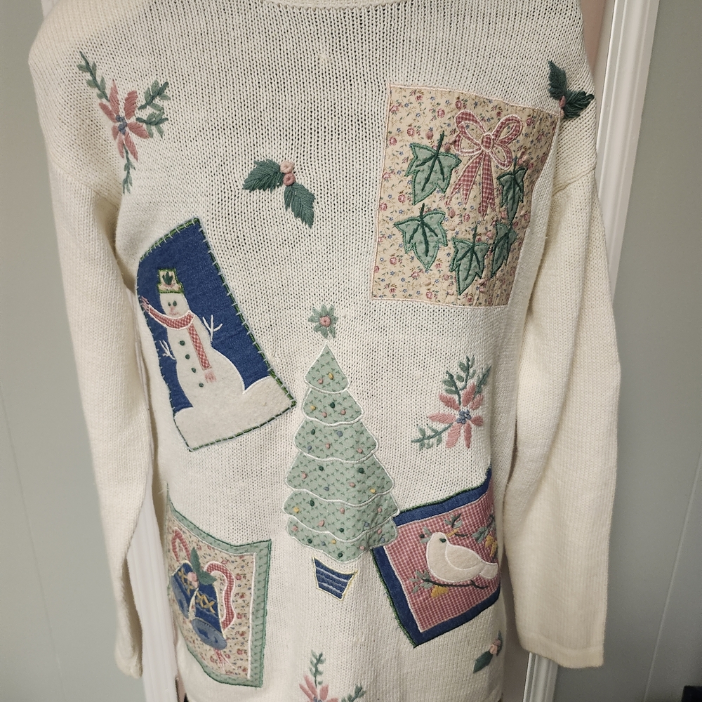 Charming Holiday Cardigan with Festive Patches